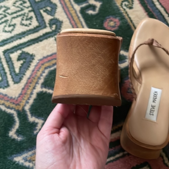 Steve Madden platform sandal shoe size 7.5 y2k wood clog summer vintage - Picture 5 of 7
